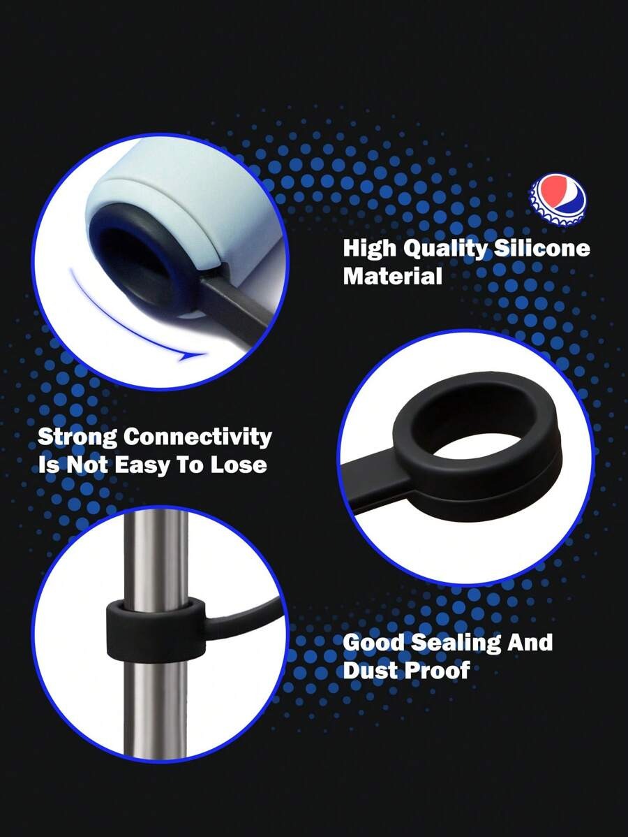 PEPSI X SHEIN Cappuccio riutilizzabile antipolvere per cannucce, adatto per cannucce con diametro di 8-10 mm