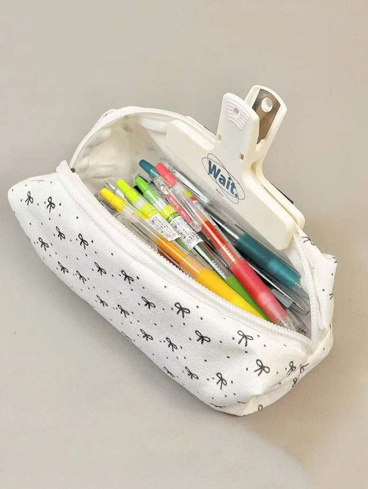 set di cancelleria, borsa portapenne di grande capacità, cancelleria per ricevere pacchi, penna gel 0,5 mm, 8 pezzi, inchiostro nero, punta fine con impugnatura comoda, asciugatura rapida, utilizzata per diari, note, forniture scolastiche
