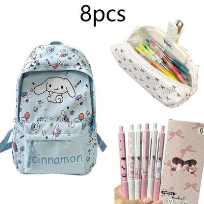 set di cancelleria, borsa portapenne di grande capacità, cancelleria per ricevere pacchi, penna gel 0,5 mm, 8 pezzi, inchiostro nero, punta fine con impugnatura comoda, asciugatura rapida, utilizzata per diari, note, forniture scolastiche