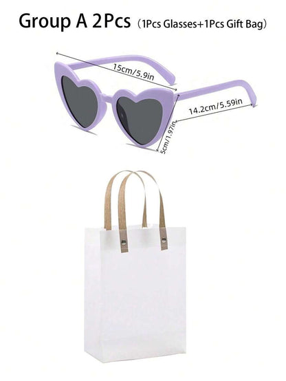 occhiali a forma di cuore per feste di addio al nubilato, regali per damigelle, forniture per matrimoni, articoli per feste, accessori per foto di compleanno, occhiali da spiaggia, occhiali per animali domestici, set regalo con borsetta