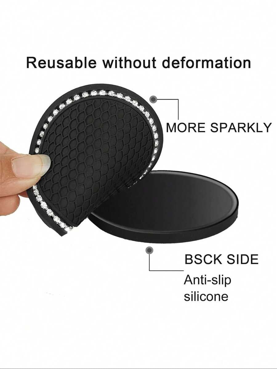 4/2/1 pezzo Sottobicchiere per auto, sottobicchiere portabicchiere con inserti luccicanti, sottobicchiere in silicone universale antiscivolo incorporato