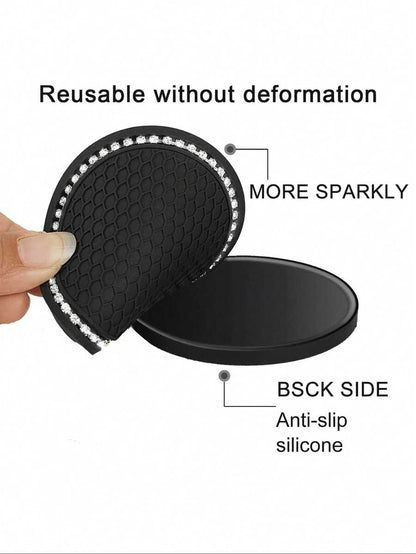4/2/1 pezzo Sottobicchiere per auto, sottobicchiere portabicchiere con inserti luccicanti, sottobicchiere in silicone universale antiscivolo incorporato