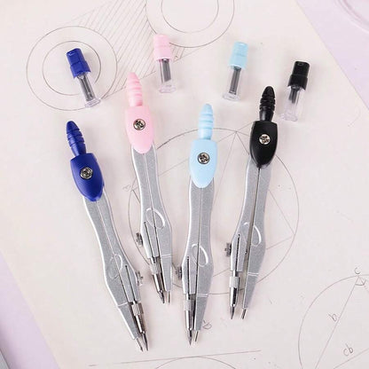 Set di compassi in metallo con mine di ricambio per esami scolastici e uso in ufficio, con strumenti da disegno, forniture per il ritorno a scuola