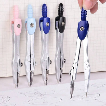 Set di compassi in metallo con mine di ricambio per esami scolastici e uso in ufficio, con strumenti da disegno, forniture per il ritorno a scuola