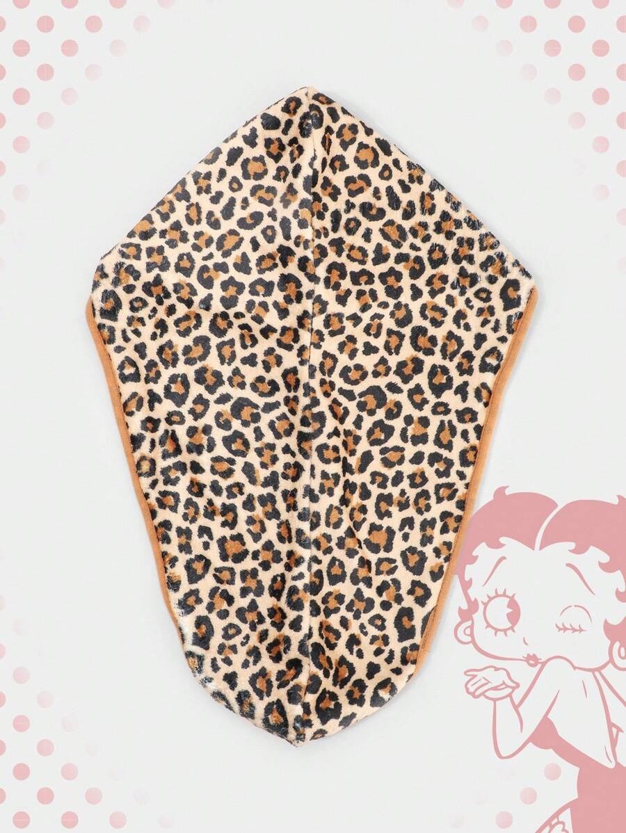 ROMWE Cuffia per asciugare i capelli con motivi a caratteri animati e stampa leopardata