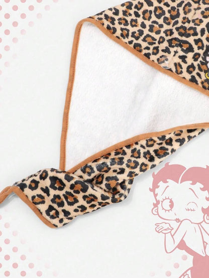 ROMWE Cuffia per asciugare i capelli con motivi a caratteri animati e stampa leopardata