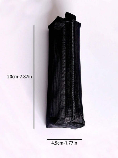 Astuccio in in rete trasparente 4,5 x 20 cm, borsa porta cancelleria per ufficio ed esami, adatto per borse per regali di Ognissanti a scuola e in ufficio, grande capacità e pratico per riporre, astuccio nero