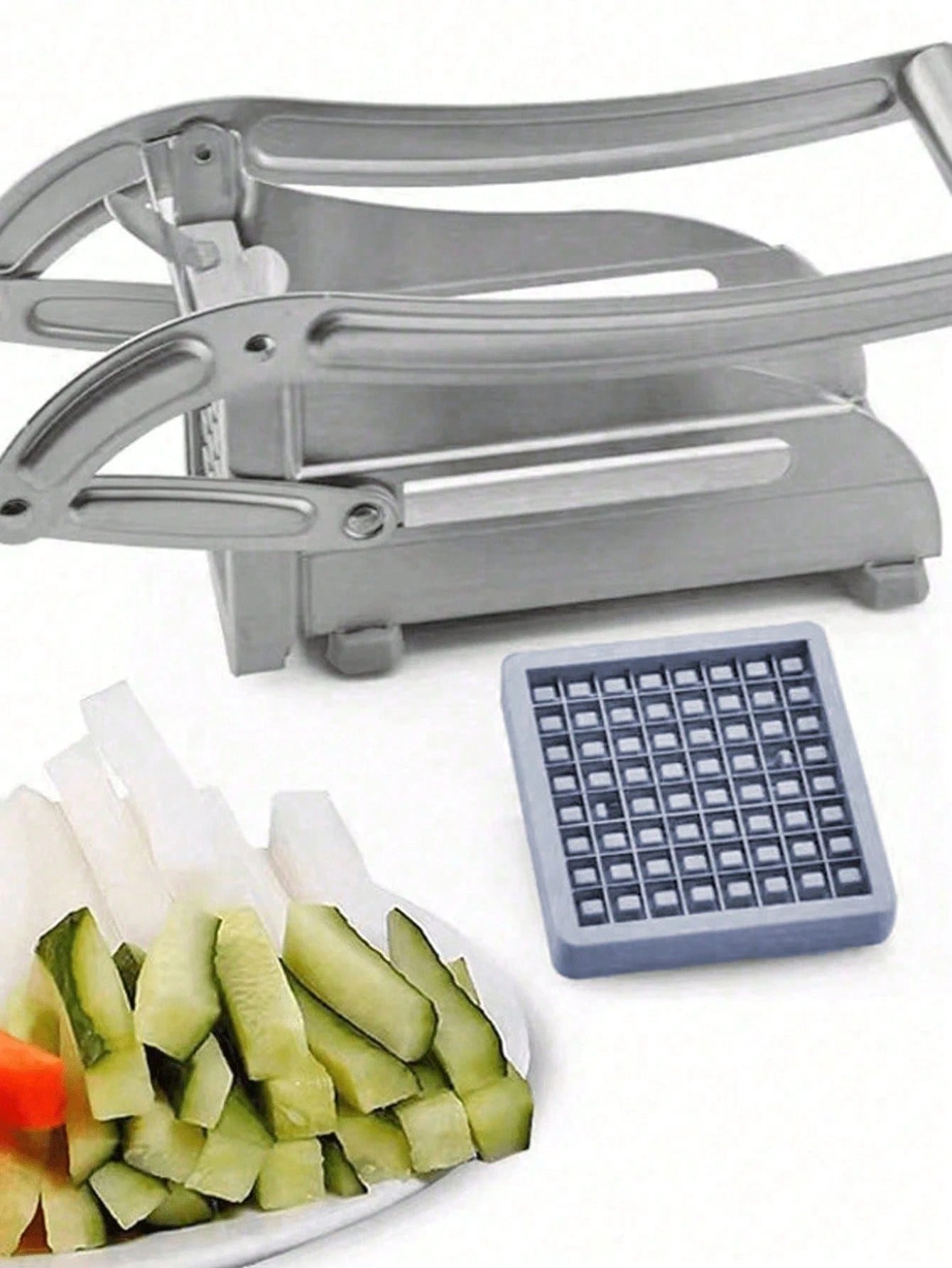 Affettatrice multifunzionale da cucina in acciaio inossidabile - Funzionamento manuale, lame intercambiabili, strumento di preparazione degli alimenti durevole per frutta, verdura, patatine fritte, cipolle, patate, carote, cetrioli
