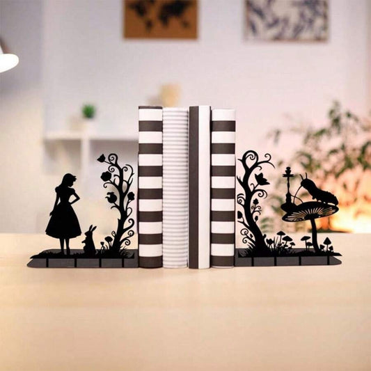 Decorazioni in metallo a forma di Alice - Elegante libro decorativo - Portalibri per ufficio o casa - Organizer durevole per casa e ufficio - Decorazione artistica per la stanza di studio