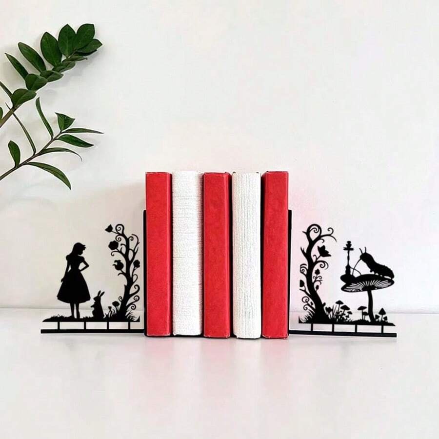 Decorazioni in metallo a forma di Alice - Elegante libro decorativo - Portalibri per ufficio o casa - Organizer durevole per casa e ufficio - Decorazione artistica per la stanza di studio