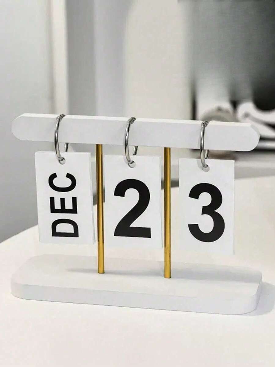 Calendario perpetuo da tavolo in legno - display mese/data in metallo e legno con finitura dorata, decorazione d'ufficio riutilizzabile per insegnanti/studenti - forniture per aula