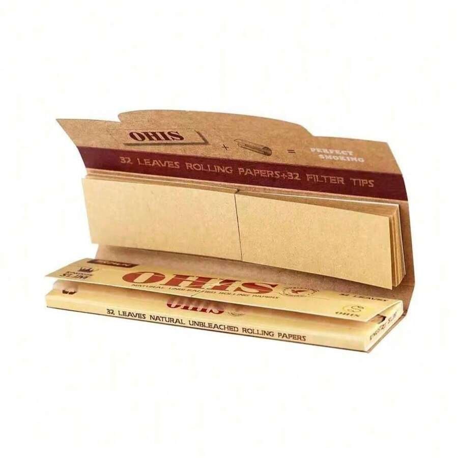 32 cartine per sigarette + 32 filtri per libro, formato 110mm con rotolo di filtri, bruciatura lenta e stabile, facile da usare, accessorio domestico, regalo per amici per la realizzazione fai-da-te di sigarette, regalo per fumatori