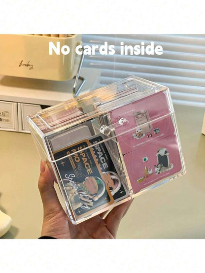 1 pezzo Scatola portafoto/carte d'identità trasparente, scatola porta foto e carte, organizer per la conservazione delle carte in plastica, articoli di cartoleria scolastica