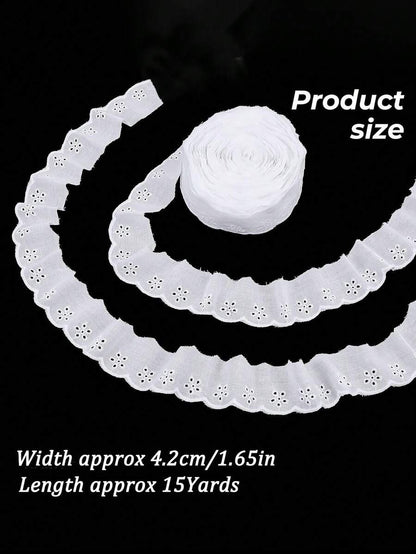 metri di nastro in pizzo bianco con ricamo floreale, bordo ondulato, larghezza 2,5/4,2 cm, per cucire abiti, vestiti, borse, accessori per animali domestici