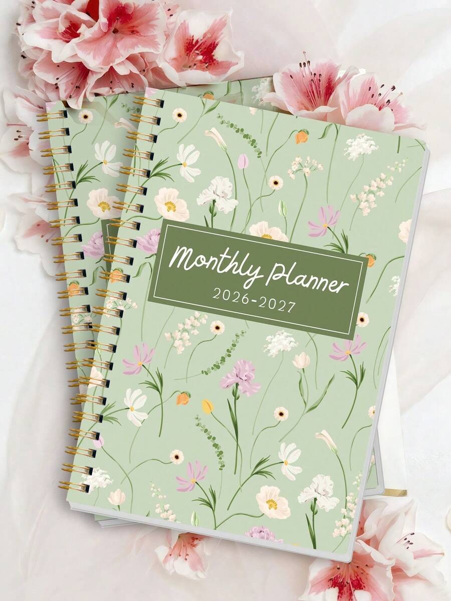 Agenda mensile 2026-2027, quaderno a spirale minimalista con griglia mensile e note, ottimo per pianificatore di studio, programma giornaliero, produttività, budgeting e regalo per ufficio