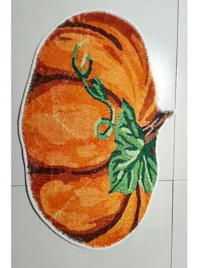 Zerbino a forma di zucca, in finta lana adatto per ingresso, camera, campeggio - Tappeto di benvenuto in poliestere per raccolto e Ringraziamento, lavabile a mano, decorazione autunnale, decorazione di Ognissanti, decorazione per ingresso