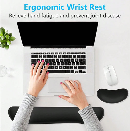 Poggiapolsi per tastiera, poggiapolsi per tastiera in memory foam, poggiapolsi per tastiera in fibra liscia, set ergonomico di poggiapolsi per tastiera e mouse, per digitare facilmente e alleviare il disagio della mano