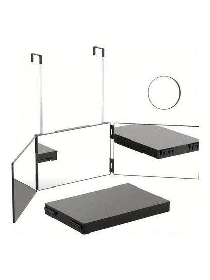 Specchio a 360 gradi, specchio a 3 vie con supporti, specchio cosmetico regolabile per bagno, camera da letto, trucco, doccia, rasatura, acconciatura, taglio