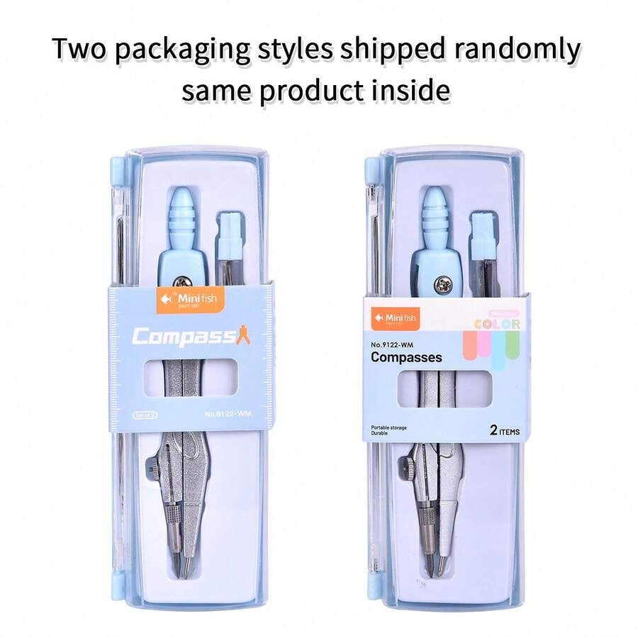 Set di compassi in metallo con mine di ricambio per esami scolastici e uso in ufficio, con strumenti da disegno, forniture per il ritorno a scuola