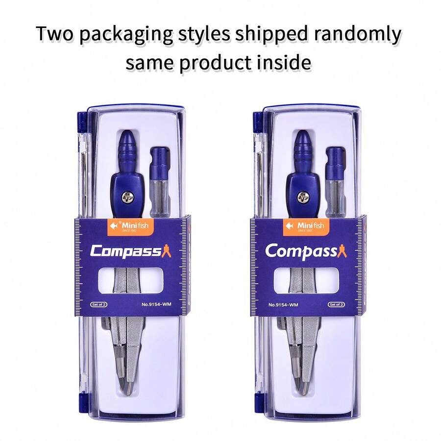 Set di compassi in metallo con mine di ricambio per esami scolastici e uso in ufficio, con strumenti da disegno, forniture per il ritorno a scuola