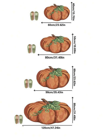 Zerbino a forma di zucca, in finta lana adatto per ingresso, camera, campeggio - Tappeto di benvenuto in poliestere per raccolto e Ringraziamento, lavabile a mano, decorazione autunnale, decorazione di Ognissanti, decorazione per ingresso