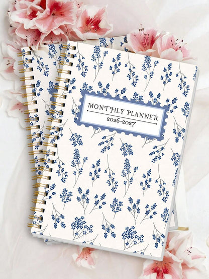 Agenda mensile 2026-2027, quaderno a spirale minimalista con griglia mensile e note, ottimo per pianificatore di studio, programma giornaliero, produttività, budgeting e regalo per ufficio