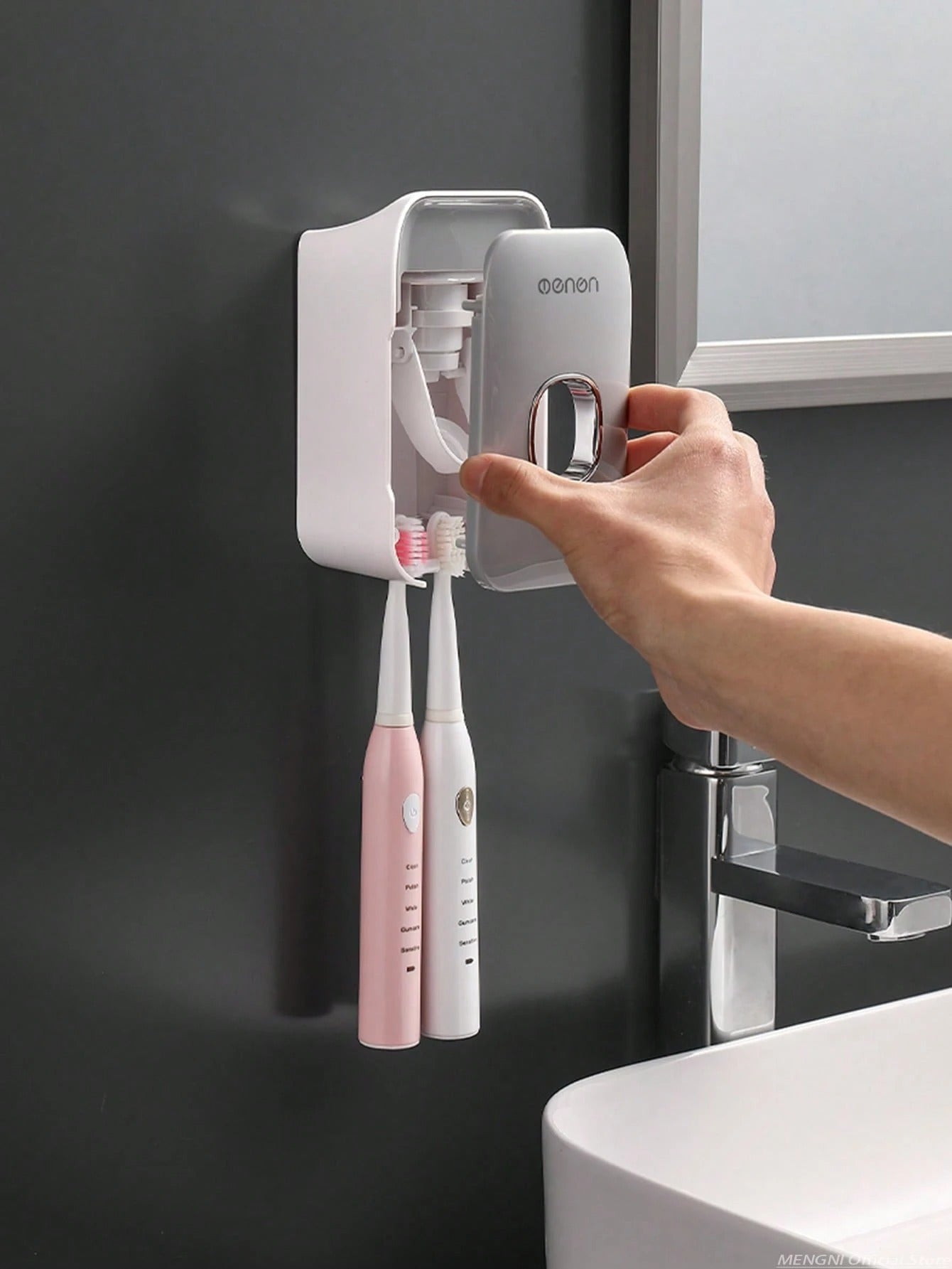 1 pezzo Dispenser automatico da parete per dentifricio con portaspazzolino, set di accessori per il bagno, decorazione per la casa e il bagno, decorazione autunnale, ritorno a scuola