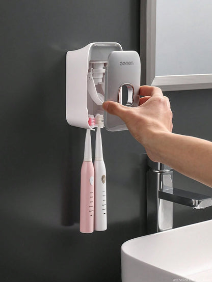 1 pezzo Dispenser automatico da parete per dentifricio con portaspazzolino, set di accessori per il bagno, decorazione per la casa e il bagno, decorazione autunnale, ritorno a scuola