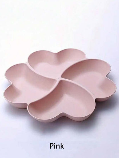 1 pezzo Piatto da portata per antipasti, piatto diviso in 4 scomparti a forma di cuore, in materiale infrangibile, per servire patatine, salse, frutta secca, insalate, spuntino, ideale come regalo di Natale