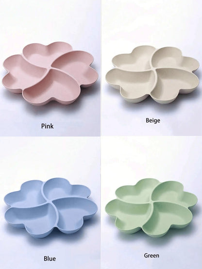 1 pezzo Piatto da portata per antipasti, piatto diviso in 4 scomparti a forma di cuore, in materiale infrangibile, per servire patatine, salse, frutta secca, insalate, spuntino, ideale come regalo di Natale