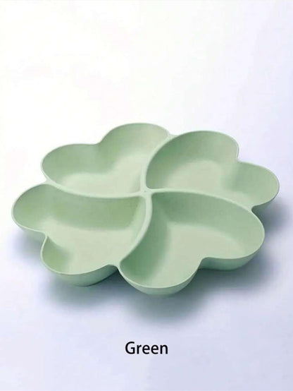 1 pezzo Piatto da portata per antipasti, piatto diviso in 4 scomparti a forma di cuore, in materiale infrangibile, per servire patatine, salse, frutta secca, insalate, spuntino, ideale come regalo di Natale