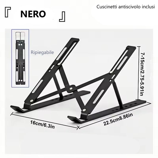 Supporto per laptop regolabile a 7 livelli Supporto per staffa per notebook portatile pieghevole Base di supporto Supporto in ABS per MacBook Lenovo Laptop Air Pro