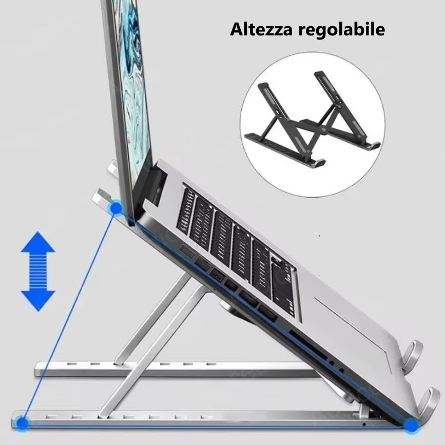 Supporto per laptop regolabile a 7 livelli Supporto per staffa per notebook portatile pieghevole Base di supporto Supporto in ABS per MacBook Lenovo Laptop Air Pro