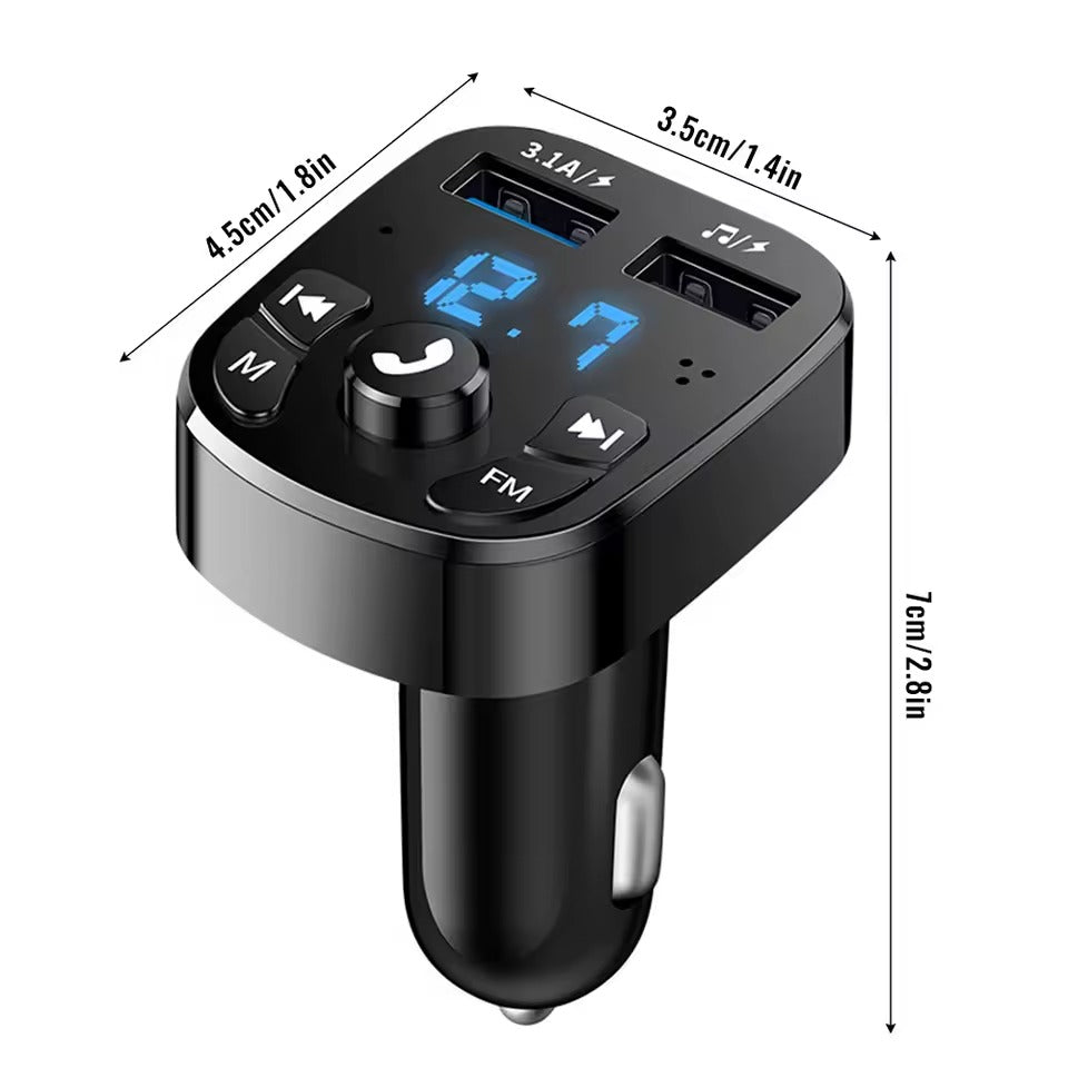 Trasmettitore FM Bluetooth 5.0 Kit per auto Vivavoce Caricatore per auto doppio USB 3.1A