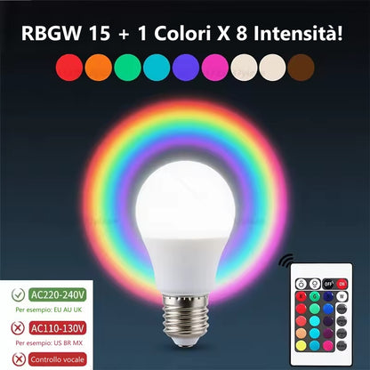Lampadina 220 W LED multicolore a infrarossi con telecomando e luminosità regolabile