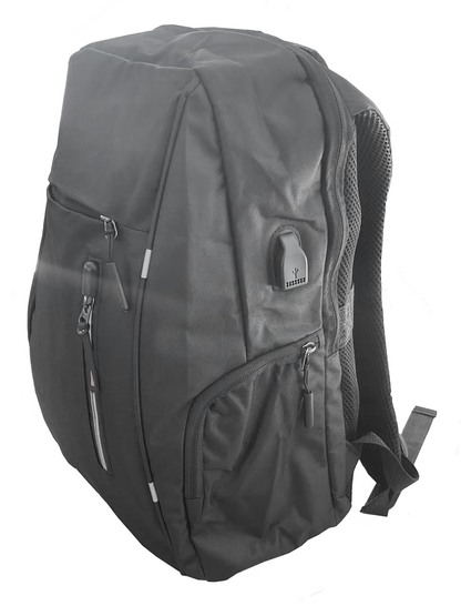Zaino nero con uscita auricolare per uomini e donne perfetto pure per scuola