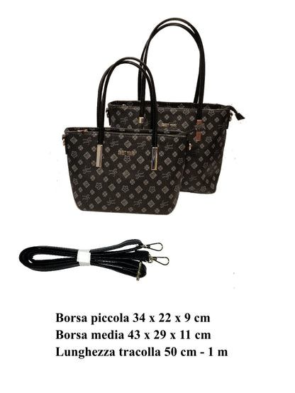 Borsa tote nera da donna con tracolla