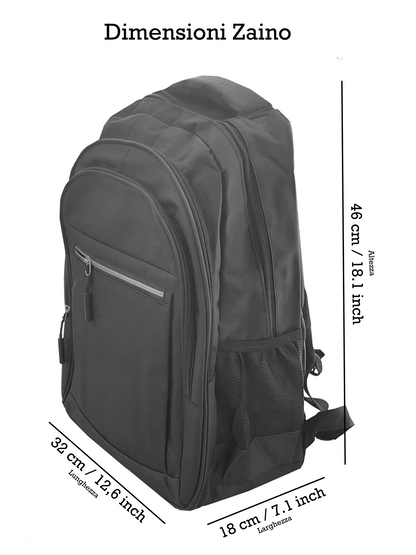 Zaino nero da viaggio per uomini e donne perfetto pure per scuola