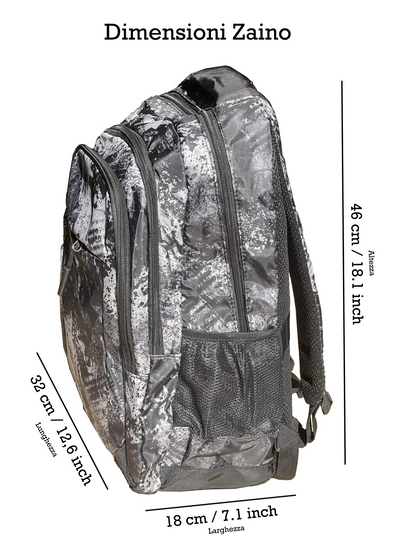 Zaino scolastico nero stile astratto