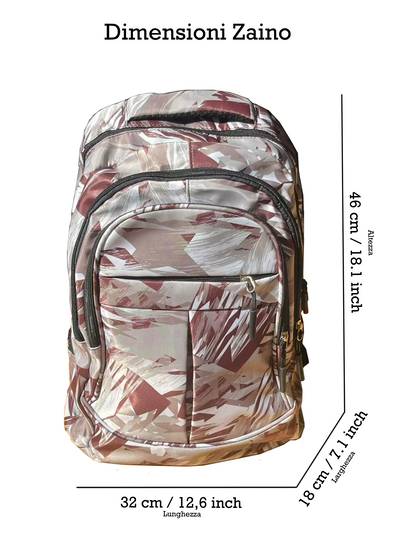 Zaino scolastico beige stile astratto