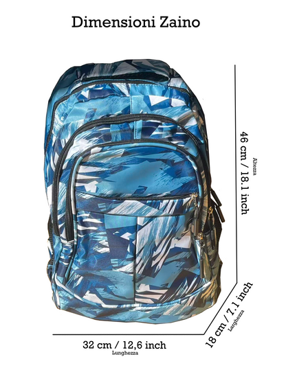 Zaino scolastico blu stile astratto