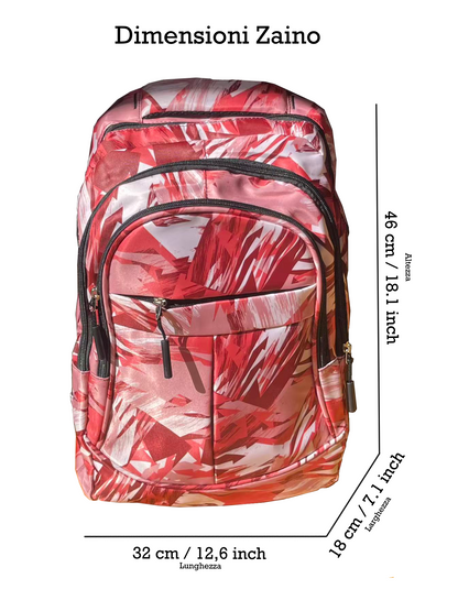 Zaino scolastico rosso stile astratto