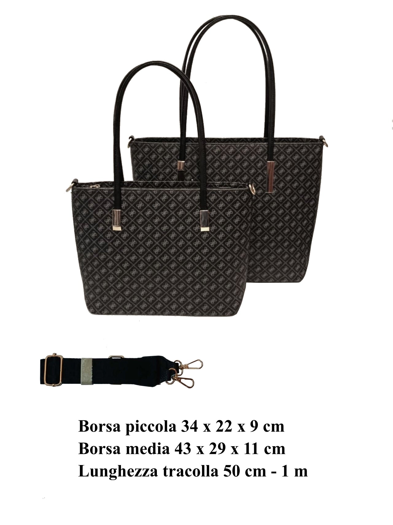 Borsa tote nera da donna con tracolla