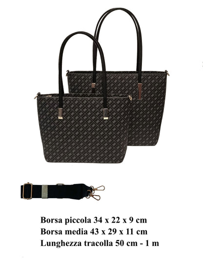 Borsa tote nera da donna con tracolla