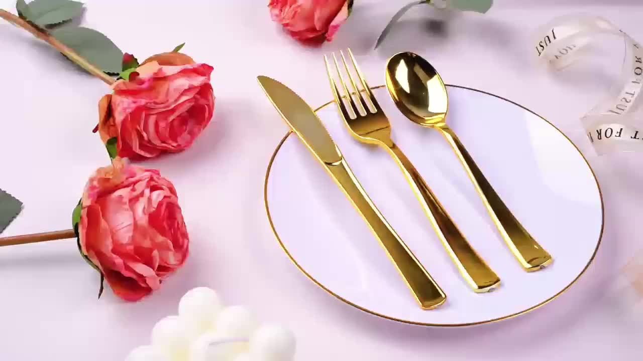 75 pezzi Set di posate decorative argento e oro - inclusi 25 forchette, 25 coltelli, 25 cucchiai da tavola - Lavabili e riutilizzabili per matrimoni, feste, cene, matrimoni, cucina e San Valentino, forniture scolastiche