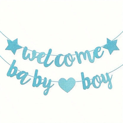 1 Set di striscioni per festa di festa di nascità, ghirlanda per festa di gender reveal, decorazioni da appendere per festa di 1°compleanno - per decorazioni di festa di battesimo, blu cielo/oro rosa