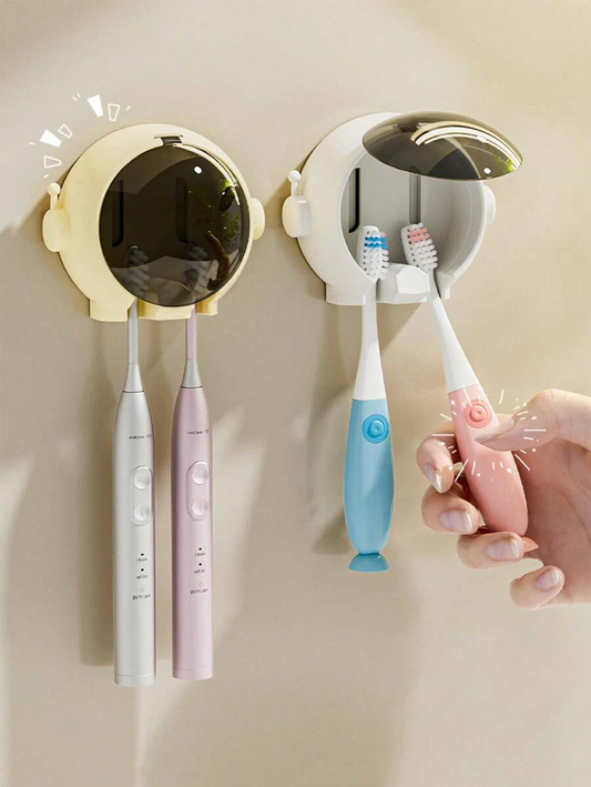 1 pezzo Supporto per spazzolino da denti a forma di astronauta, senza foratura, organizzatore da parete per bagno, decorazione per casa, hotel, dormitorio, decorazione autunnale, ritorno a scuola