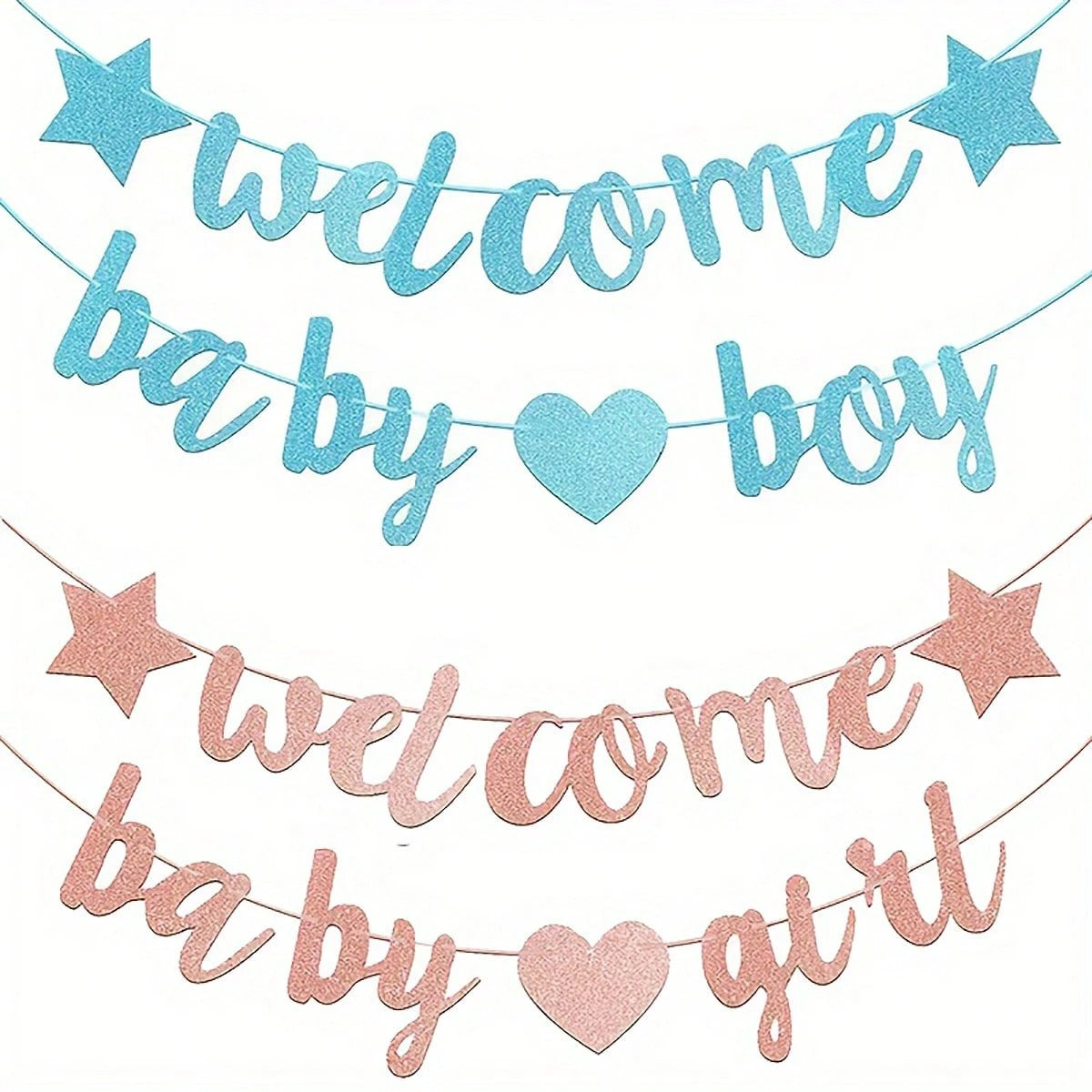 1 Set di striscioni per festa di festa di nascità, ghirlanda per festa di gender reveal, decorazioni da appendere per festa di 1°compleanno - per decorazioni di festa di battesimo, blu cielo/oro rosa