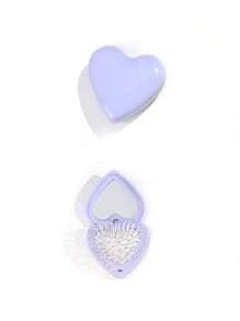 Spazzole per capelli da viaggio pieghevoli con finitura metallica e brillantezza, con specchio, a forma di conchiglia, portatili, compatte, mini, con funzione massaggiante, adatte per uomo e donna