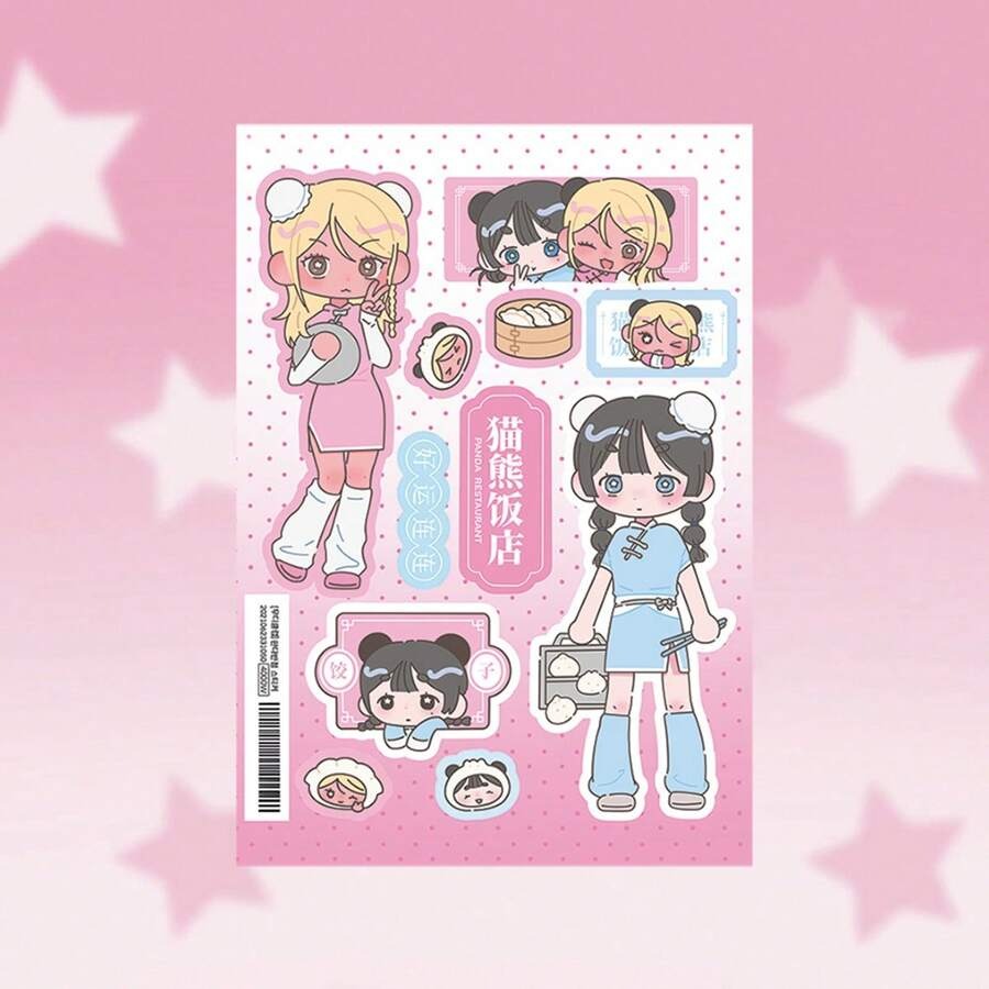 Foglio di adesivi di stile giapponese kawaii per diari di ragazze, adesivi decorativi con personaggi dei cartoni animati per scrapbooking/organizer, forniture scolastiche